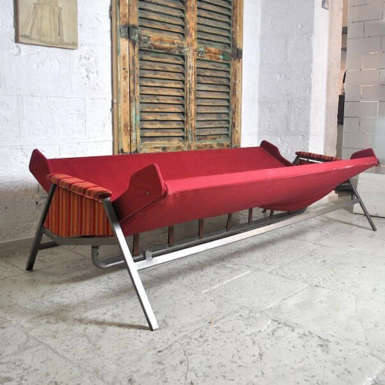 Sofa in iron and wood, 60s 1221106