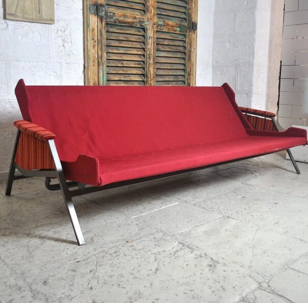 Sofa in iron and wood, 60s 1221107