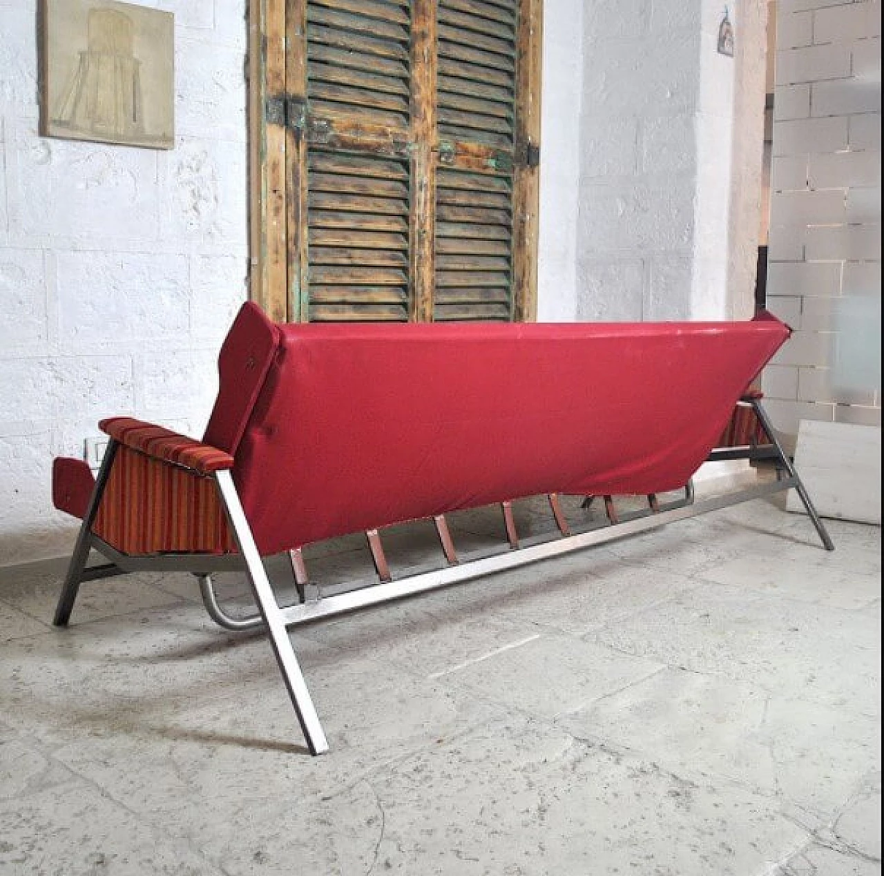 Sofa in iron and wood, 60s 1221109