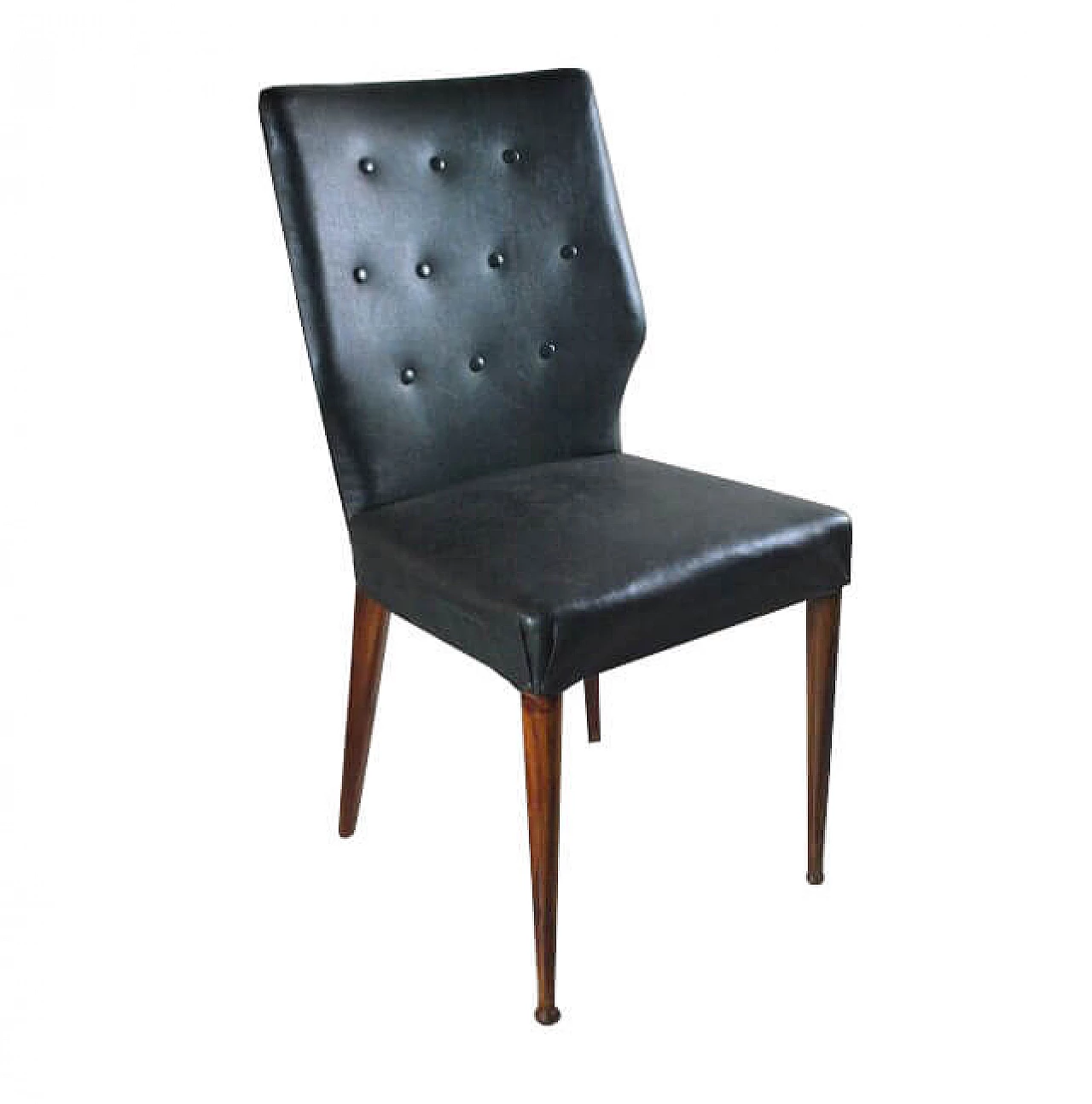 8 Chairs in wood and eco-leather, 60s 1221203