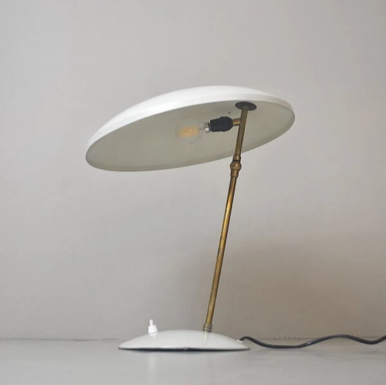 Table lamp in aluminum and brass, 50s 1221256