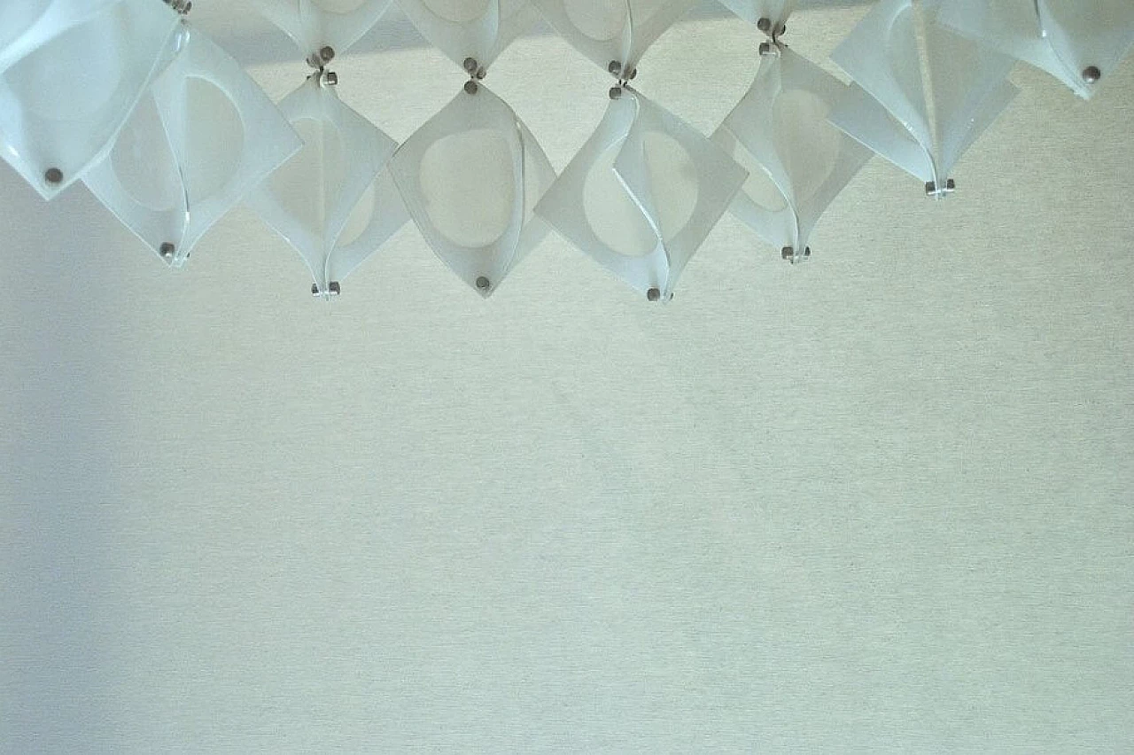 Chandelier in aluminum and opaline glass by Mazzega, 60s 1221316