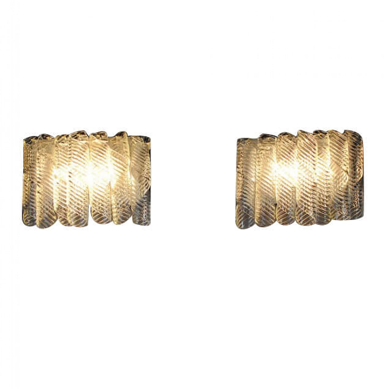 Pair of wall lamps with spirals in Murano glass by Mazzega, 60s 1221507