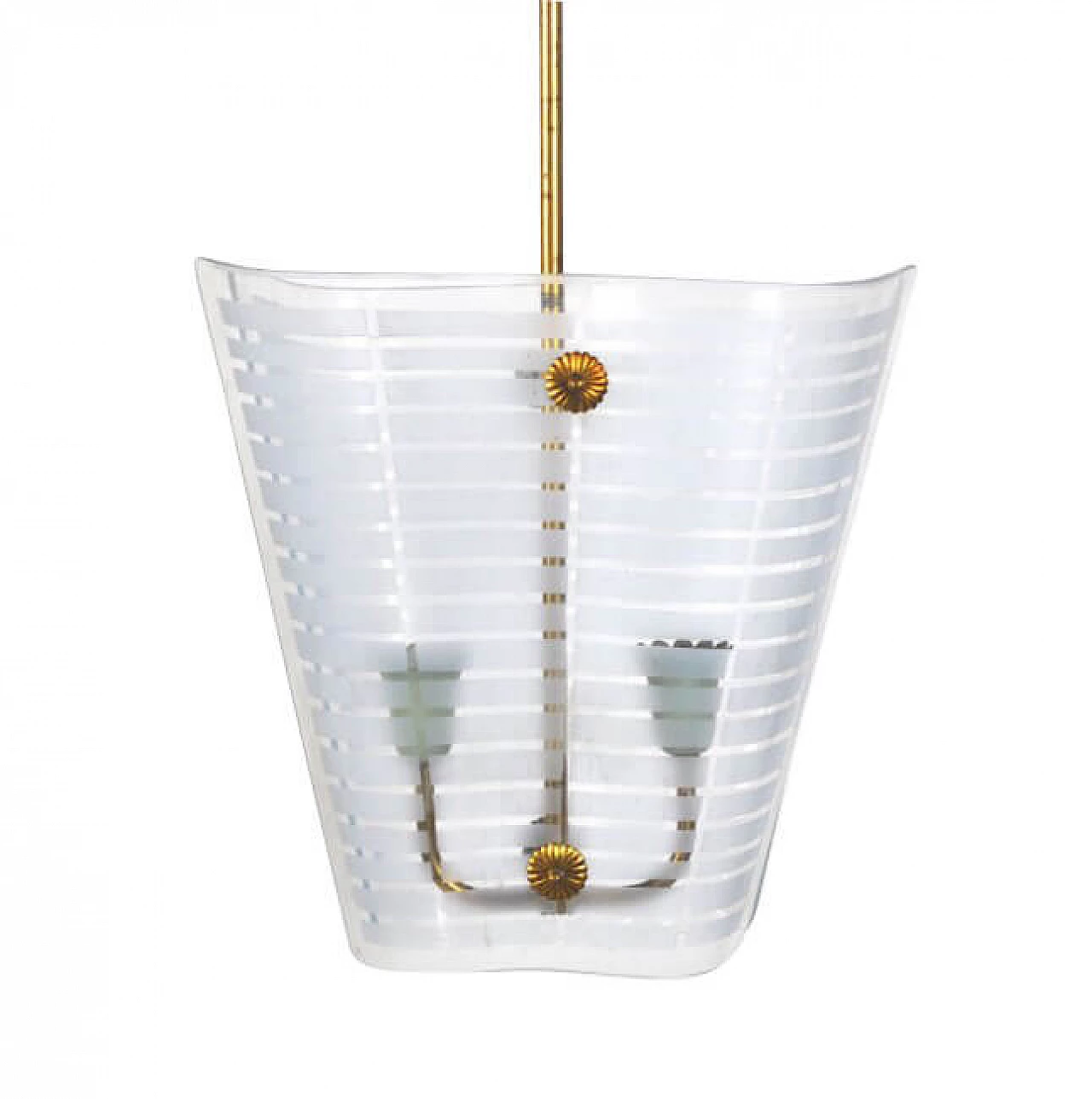 Chandelier in glass and brass, 50s 1221516