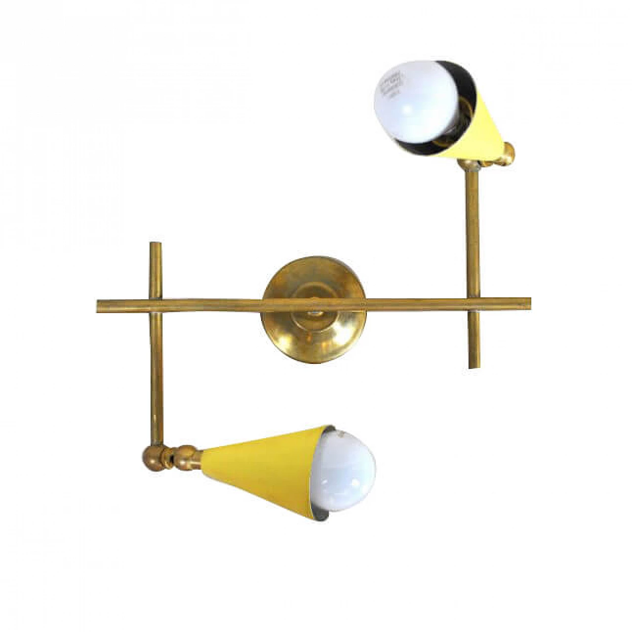 Wall lamp in brass and lacquered aluminum, 50s 1221535
