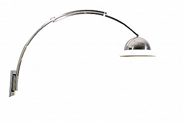Arched wall lamp in chromed metal and plexiglas by Goffredo Reggiani, 60s