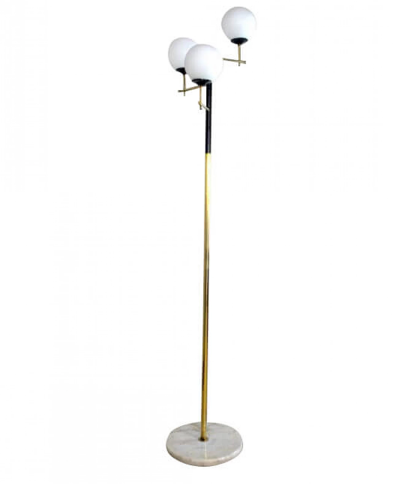 Floor lamp in brass, opaline glass and Carrara marble in the style of Arredoluce, 50s 1221601