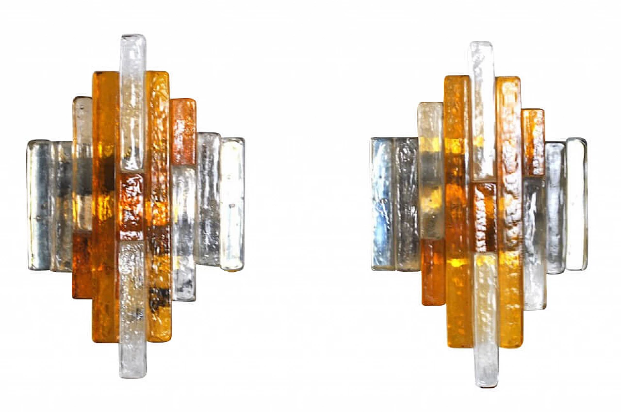 Pair of wall lamps in Murano glass by Poliarte, 60s 1221607
