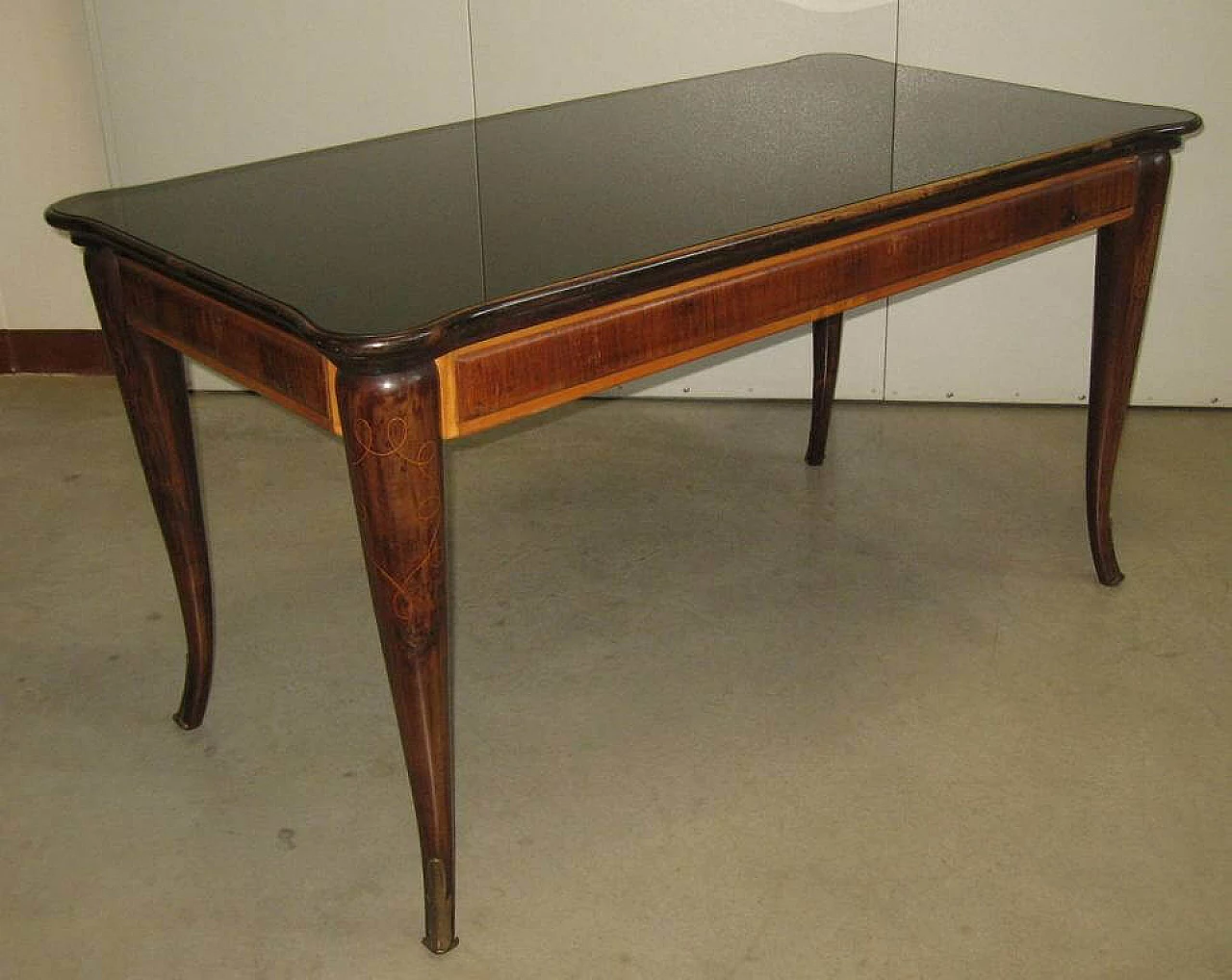Rectangular table with black glass top, 1960s 1221619