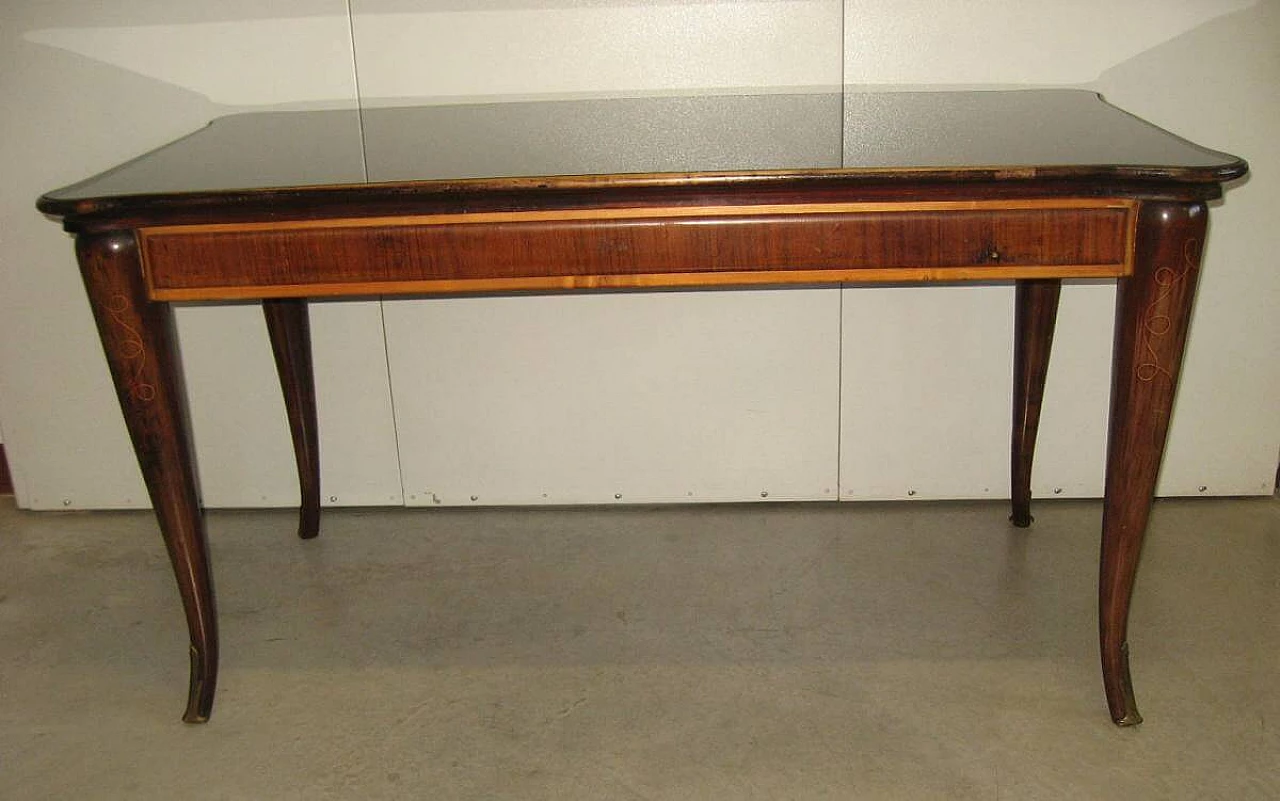 Rectangular table with black glass top, 1960s 1221622