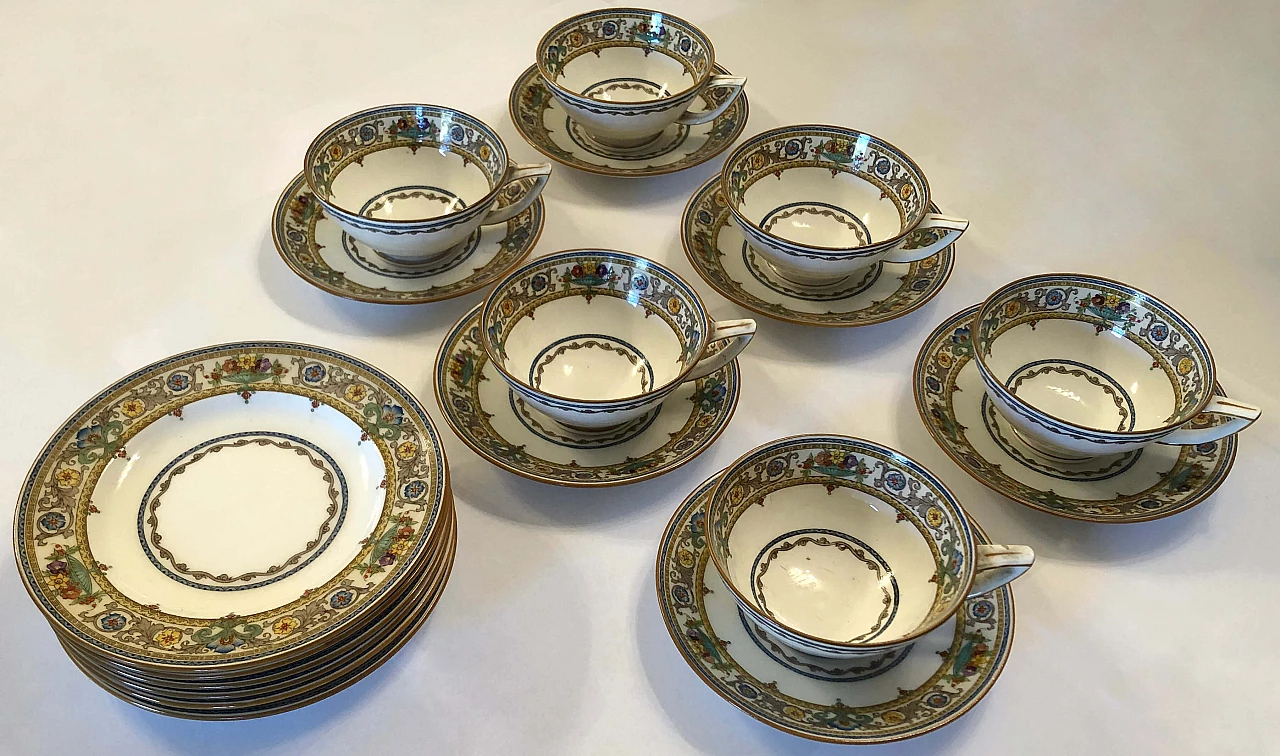 Servizio da 6 di tazze da te, piattino e altri 6 piattini di Minton Plymouth, anni '50 1221646