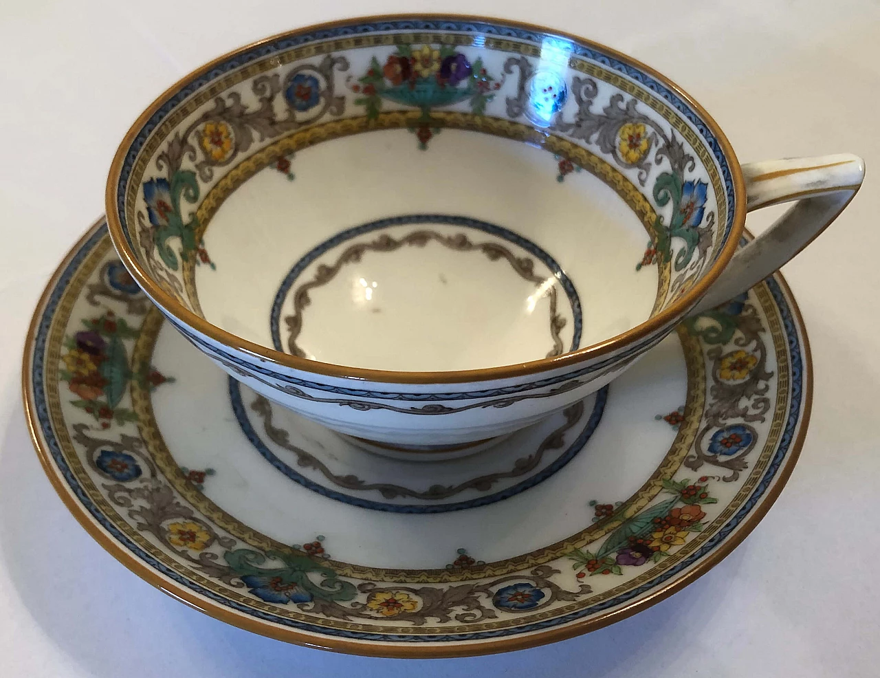 Servizio da 6 di tazze da te, piattino e altri 6 piattini di Minton Plymouth, anni '50 1221648