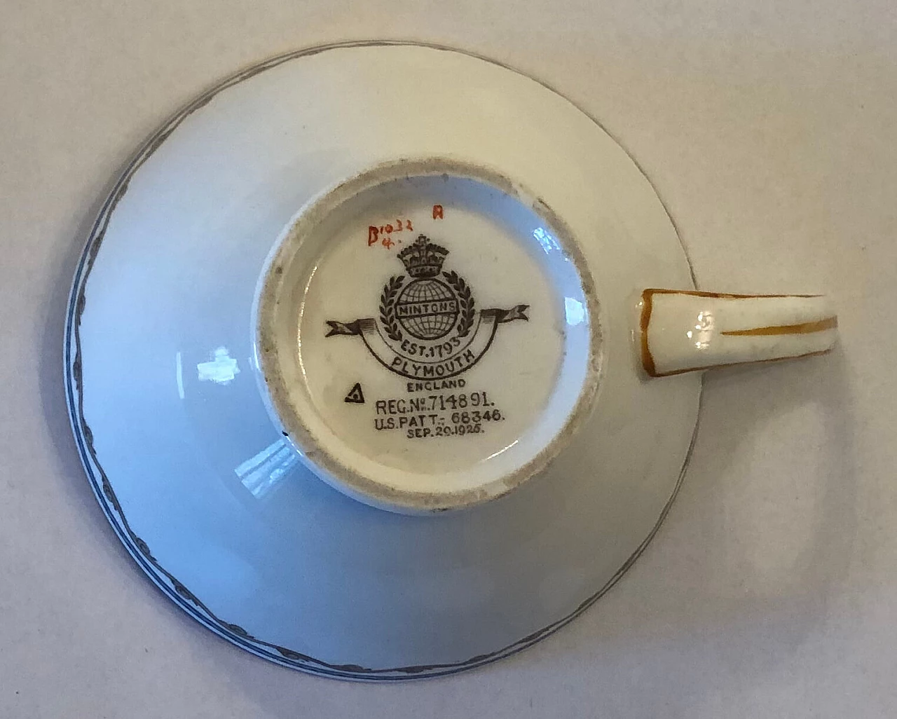 Servizio da 6 di tazze da te, piattino e altri 6 piattini di Minton Plymouth, anni '50 1221650