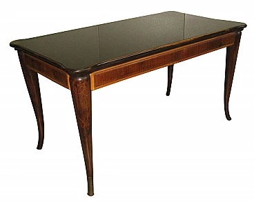 Rectangular table with black glass top, 1960s