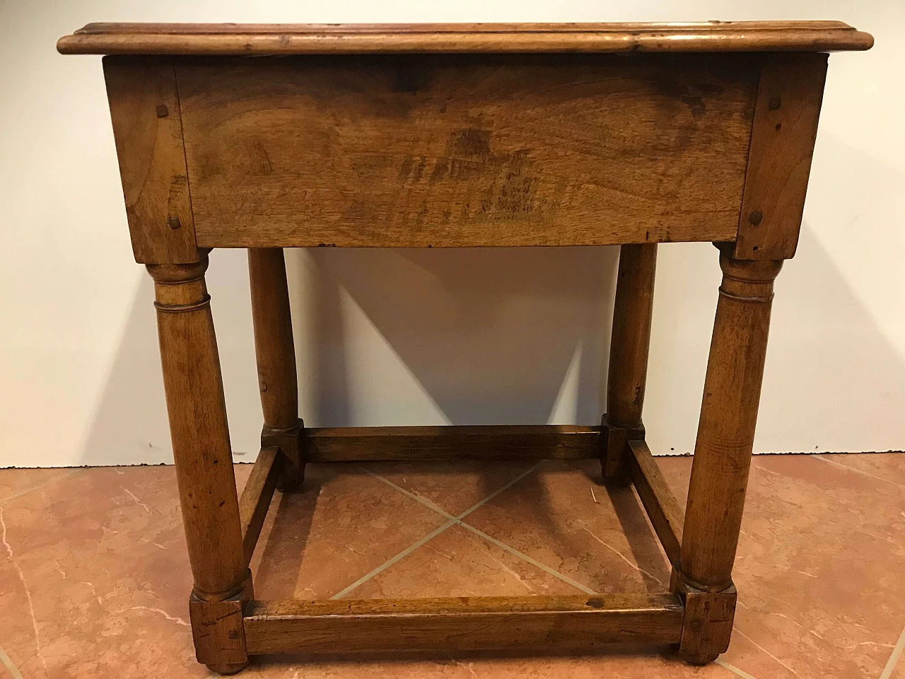 Antique Piedmontese walnut table with drawer, original early 19th century 1221697