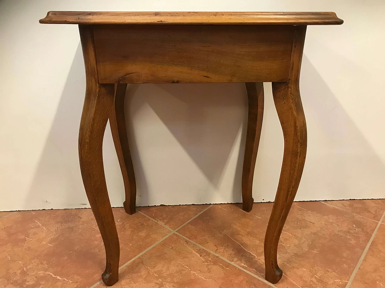 Antique Piedmontese side table in walnut with concealed drawer, original early 19th century 1221707