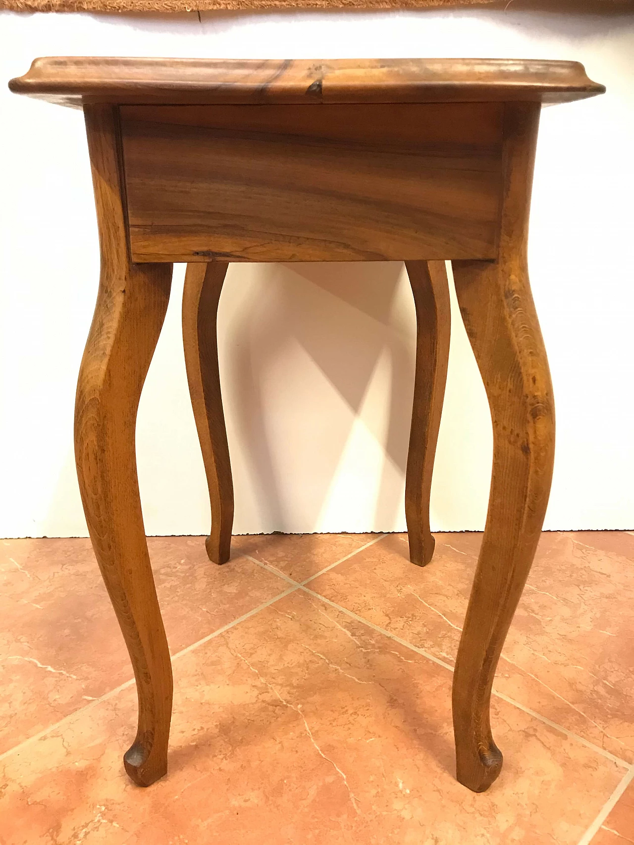 Antique Piedmontese side table in walnut with concealed drawer, original early 19th century 1221708
