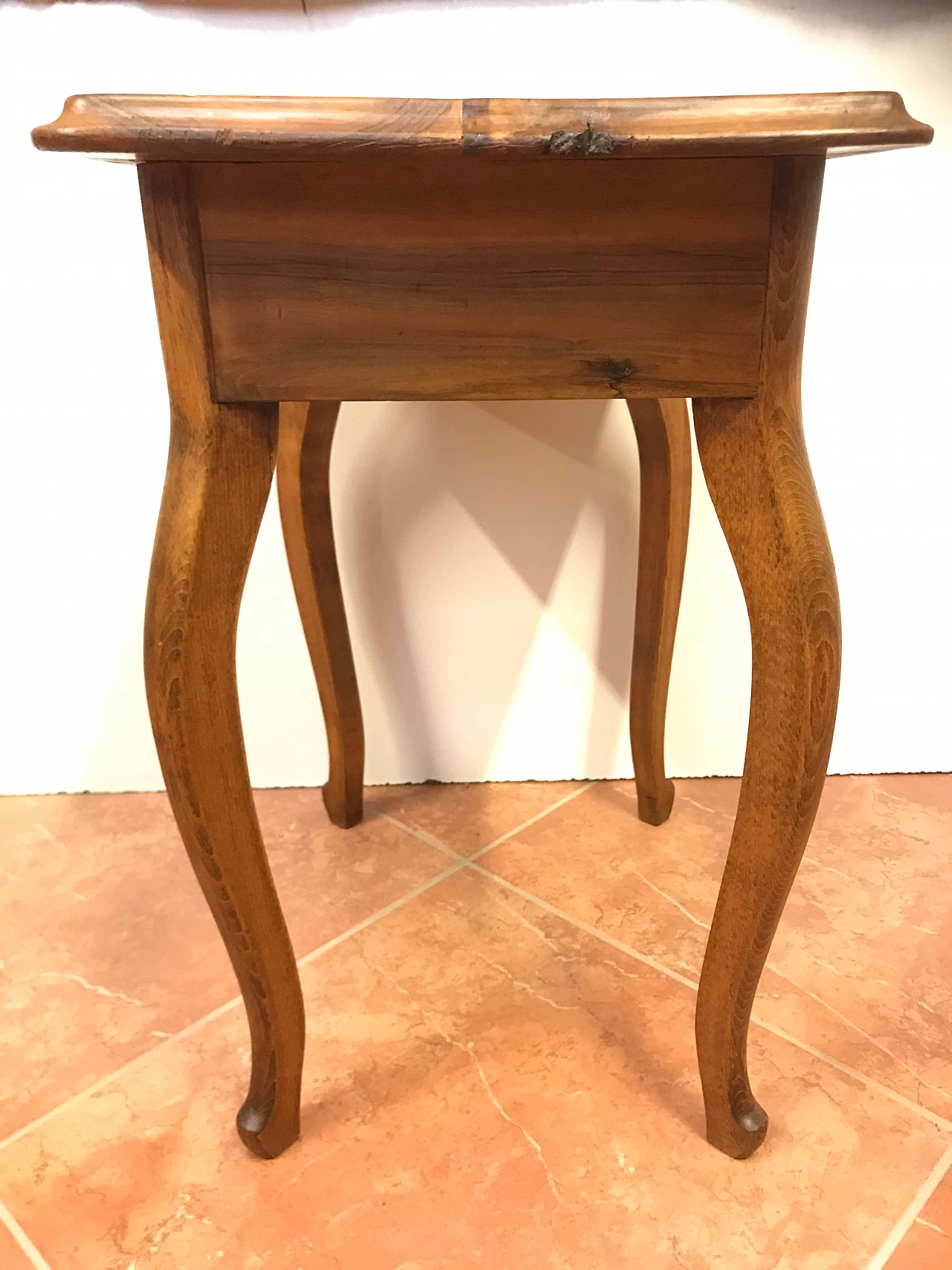 Antique Piedmontese side table in walnut with concealed drawer, original early 19th century 1221709