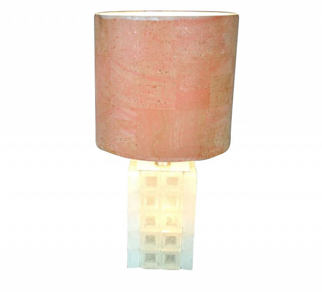 Lampada da tavolo in vetro modellato e sughero di Albano Poli per Poliarte, anni '70 1221843