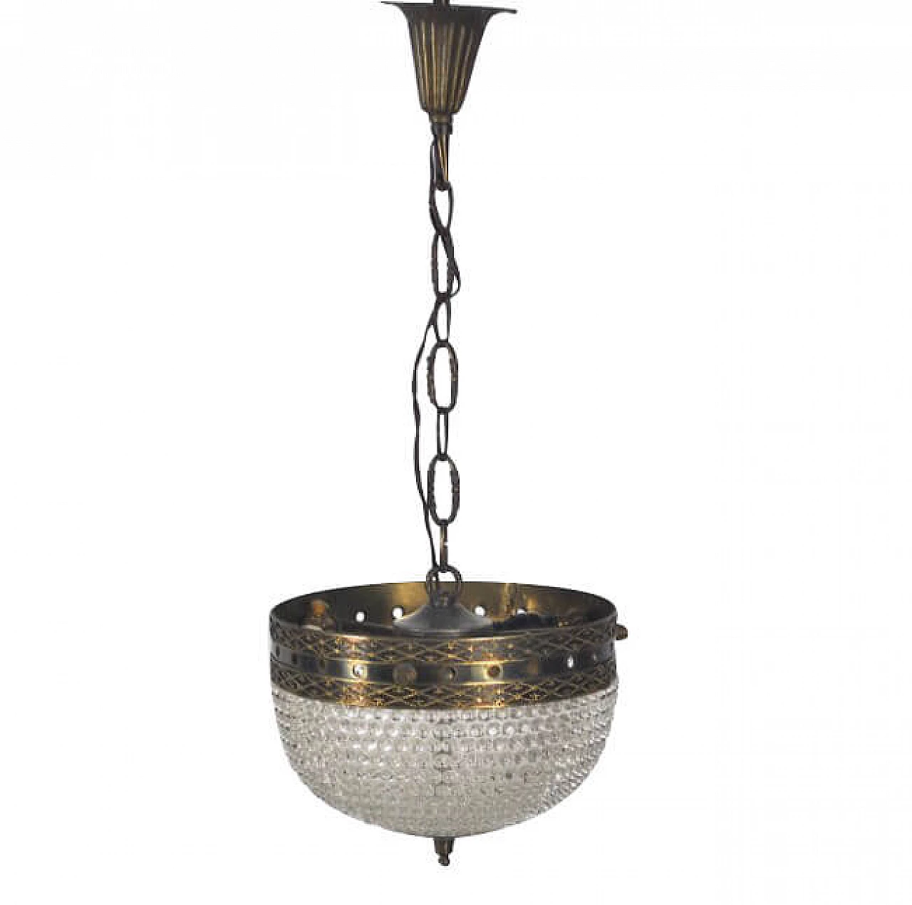 Chandelier in brass and glass, 50s 1221856