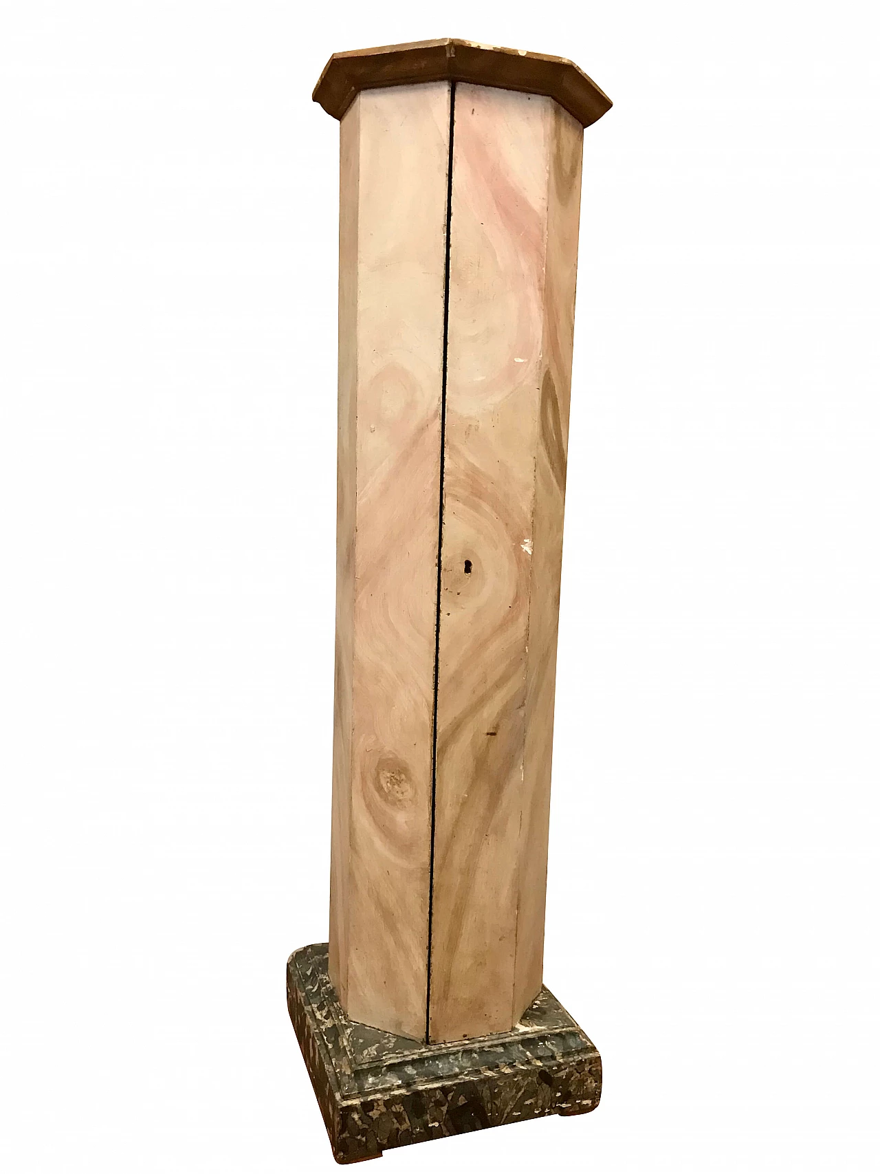 Colonna Stipo ottagonale laccata finto marmo, epoca Impero, Piemonte, primi '800 1221875