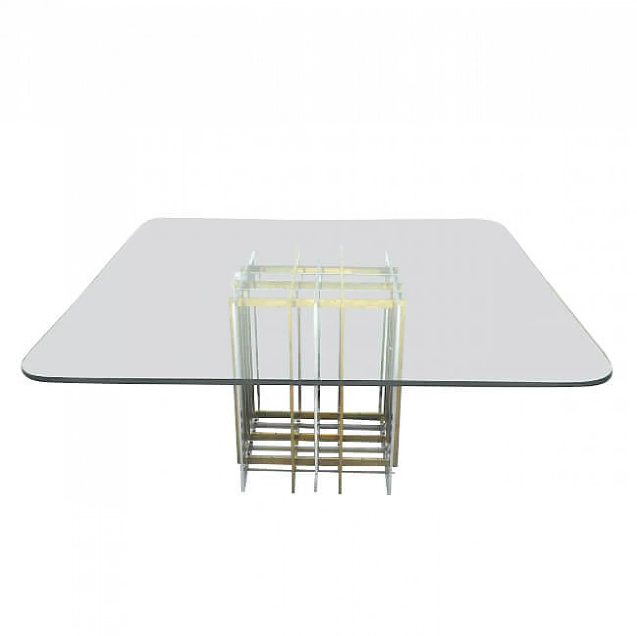 Table in brass, steel and glass by Pierre Cardin, 70s 1221898
