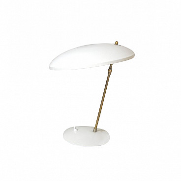 Table lamp in aluminum and brass, 50s