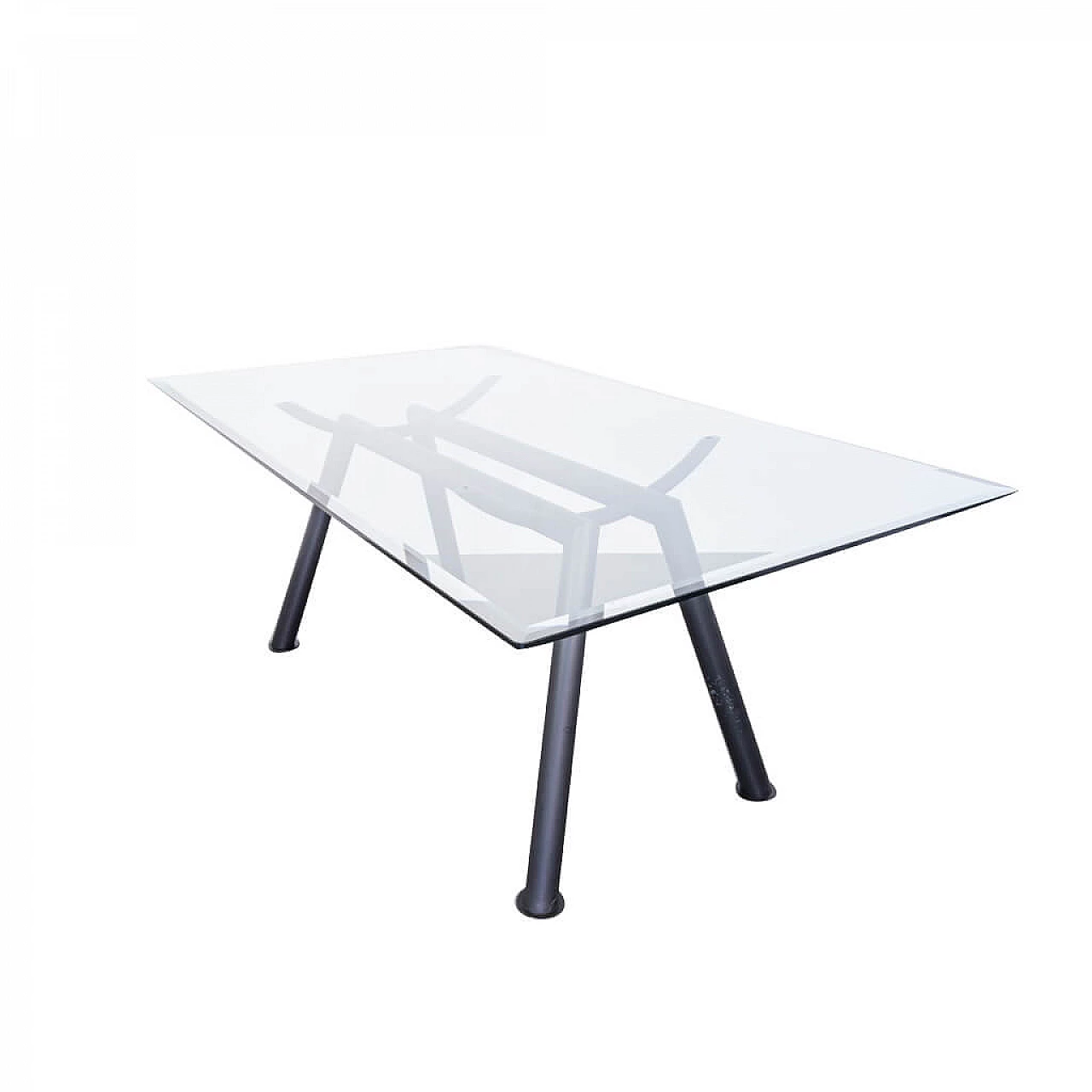 Rectangular dining table in metal and glass, 80s 1222181