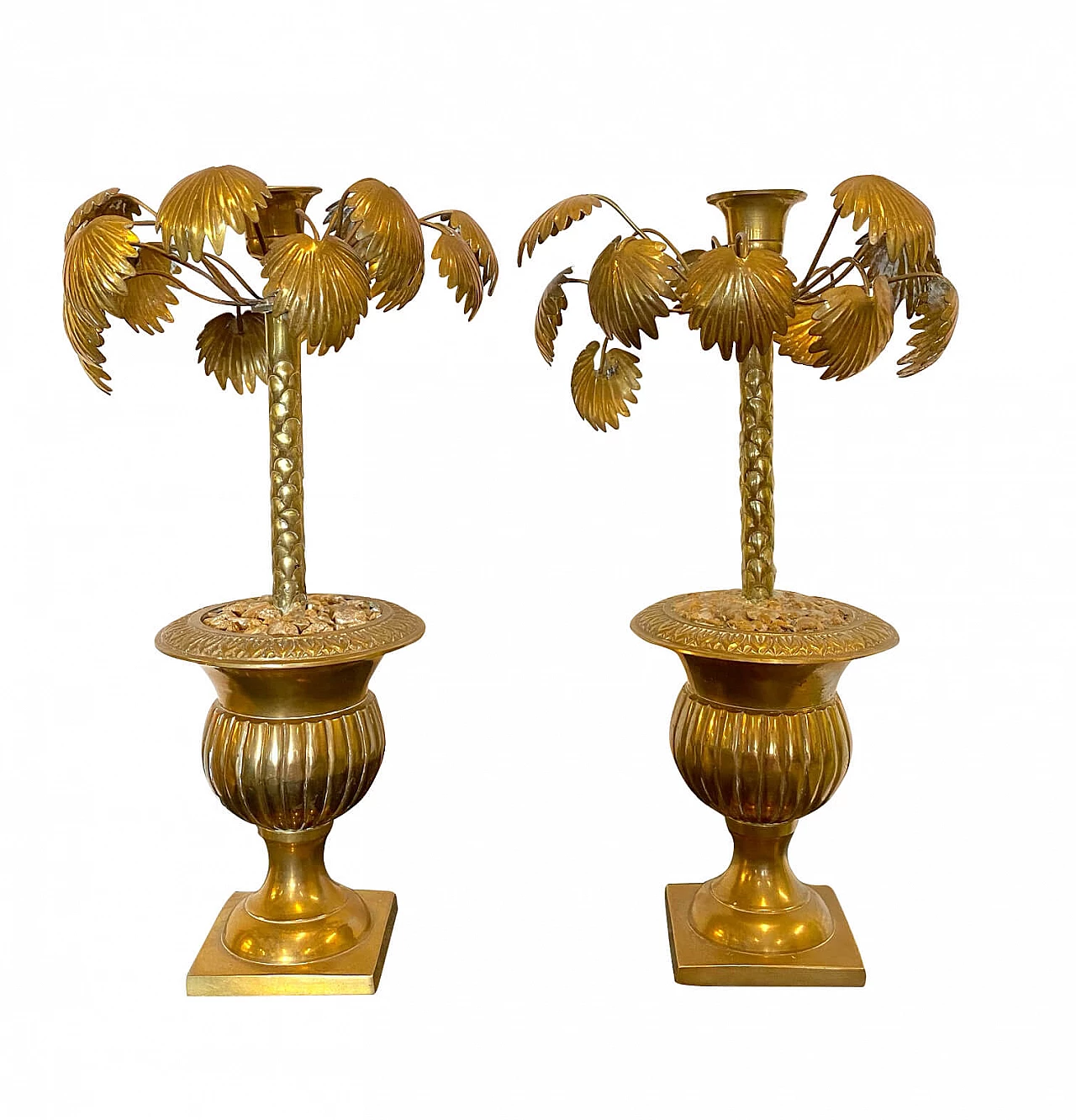 Coppia di candelieri a forma di palma, anni '40 1222187