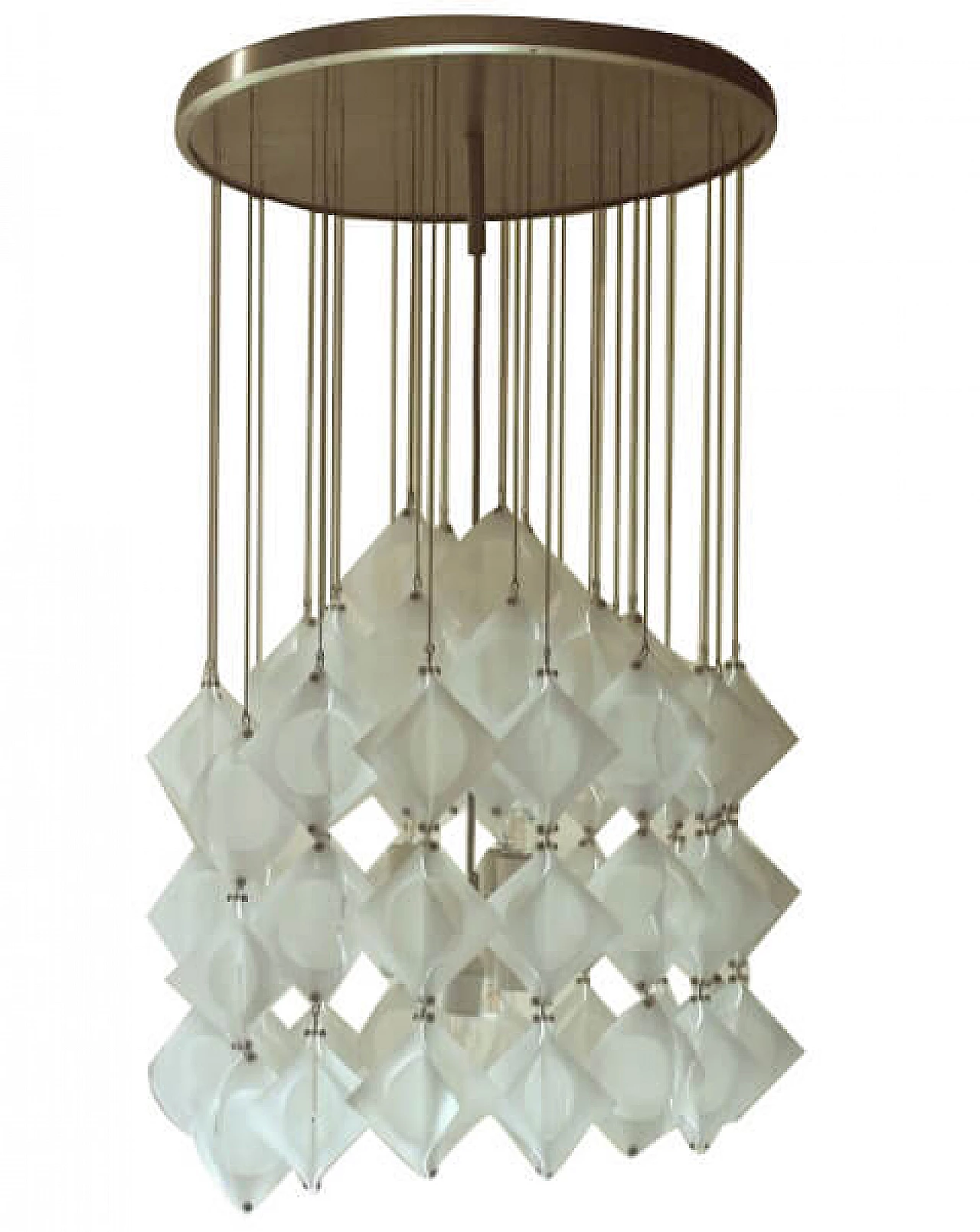 Chandelier in aluminum and opaline glass by Mazzega, 60s 1222300