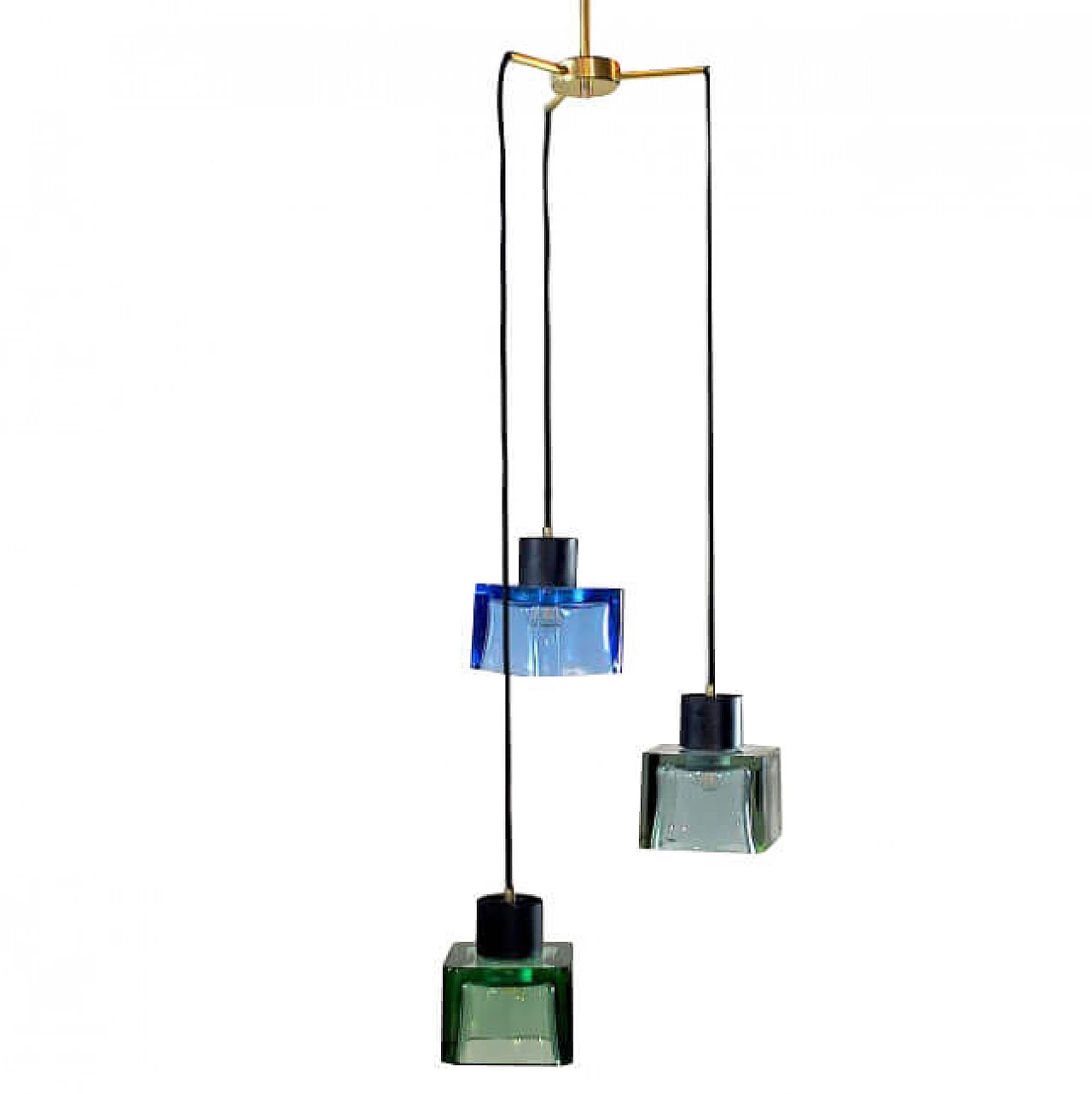 Chandelier in Murano glass and brass by Flavio Poli for Seguso, 60s 1222303