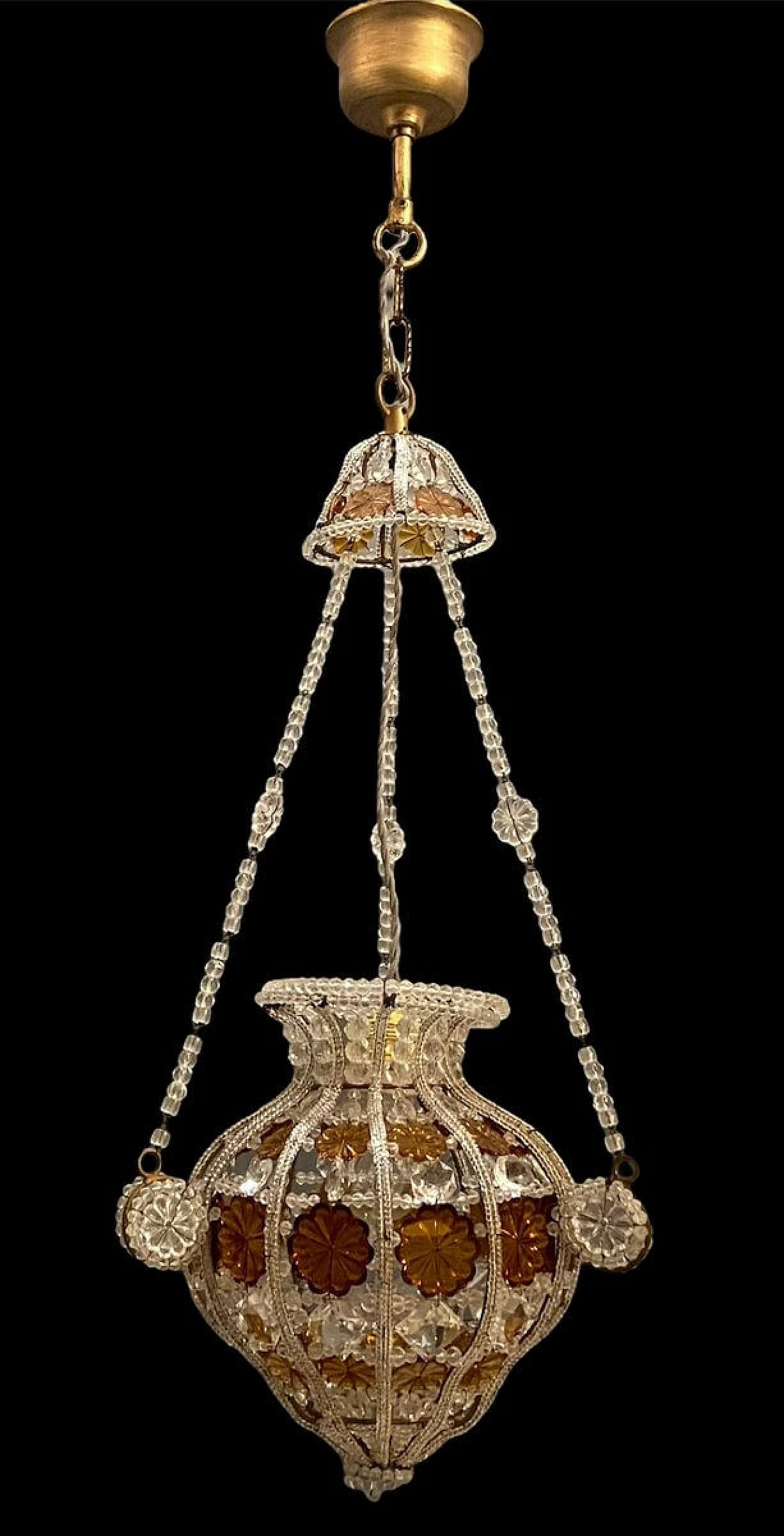 Pair of crystal chandeliers with beads by Bacci Firenze, 1970s 1222320