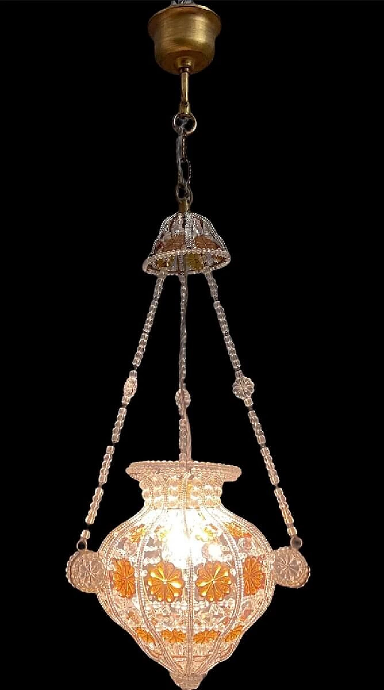 Pair of crystal chandeliers with beads by Bacci Firenze, 1970s 1222321