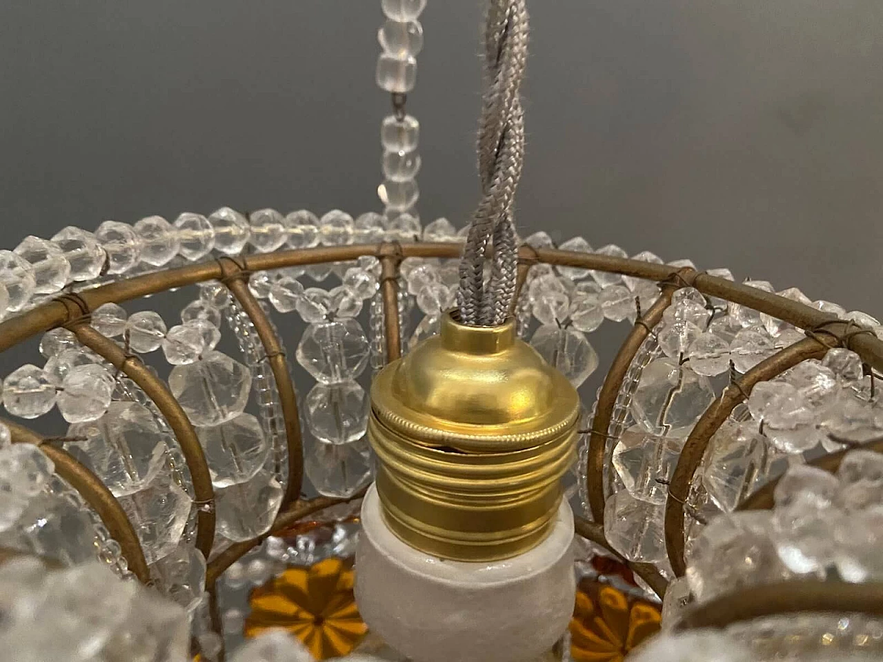 Pair of crystal chandeliers with beads by Bacci Firenze, 1970s 1222329