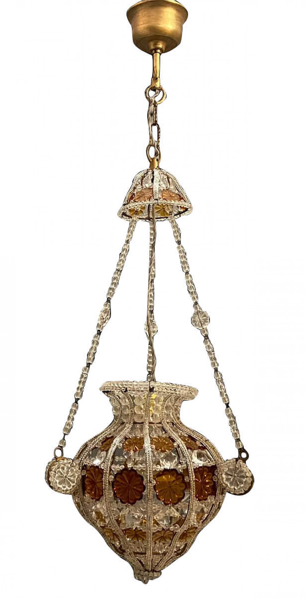 Pair of crystal chandeliers with beads by Bacci Firenze, 1970s 1222528