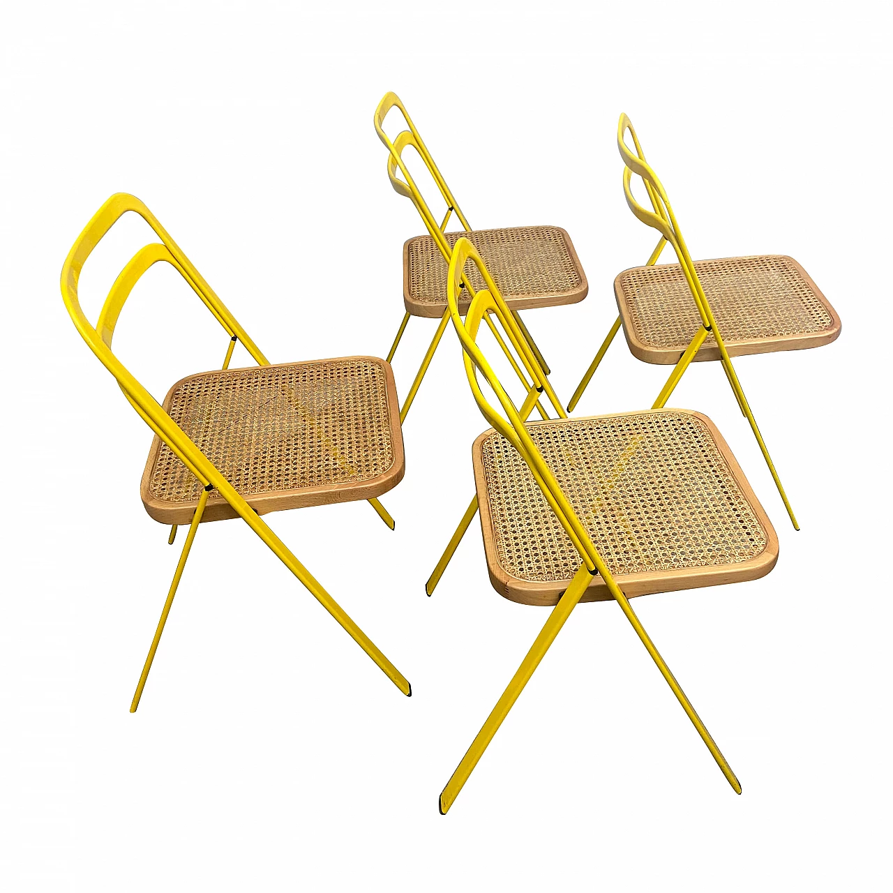 4 Yellow folding chairs by Cattelan Italia, 1970s 1222537