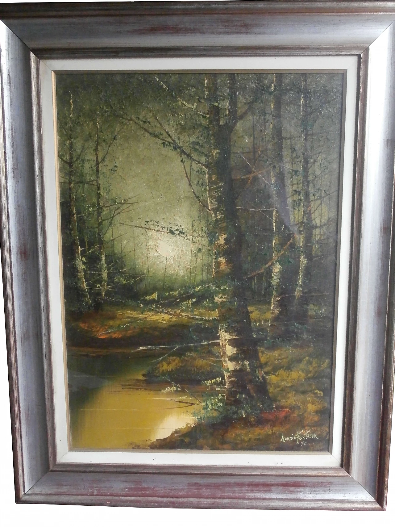 Canvas by Nunzio Fontana, Reflections in the woods, 1970s 1222539