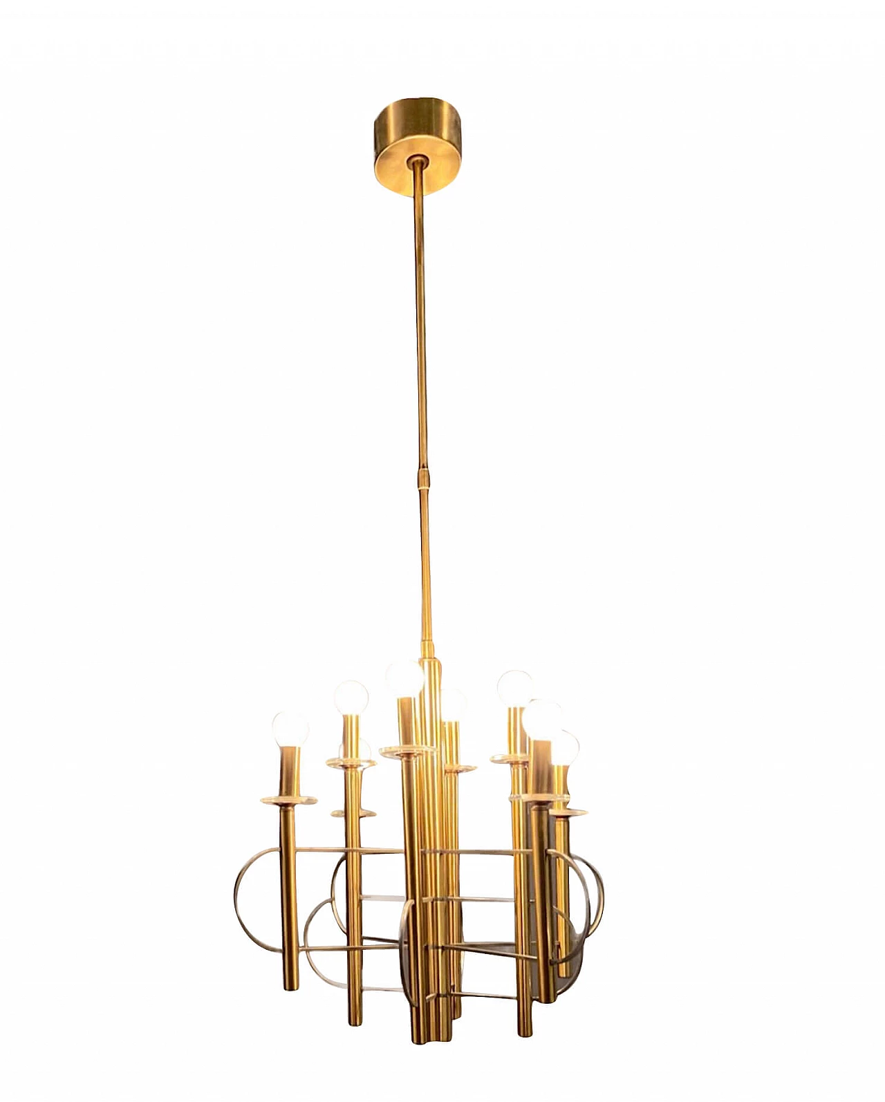Brass and chrome chandelier by Gaetano Sciolari, 1970s 1222668