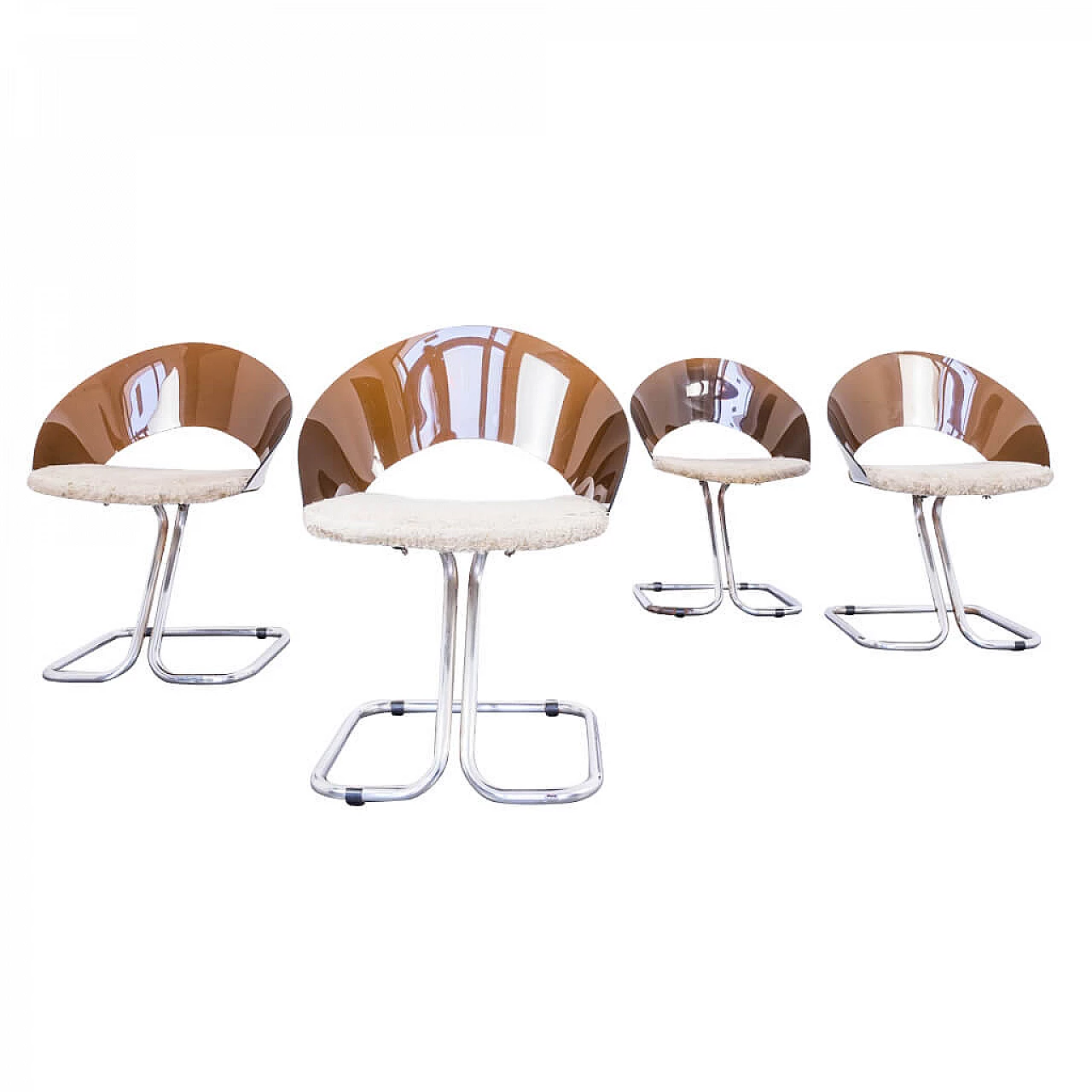 4 Steel and plexiglass chairs Faleschini style, 80s 1222699