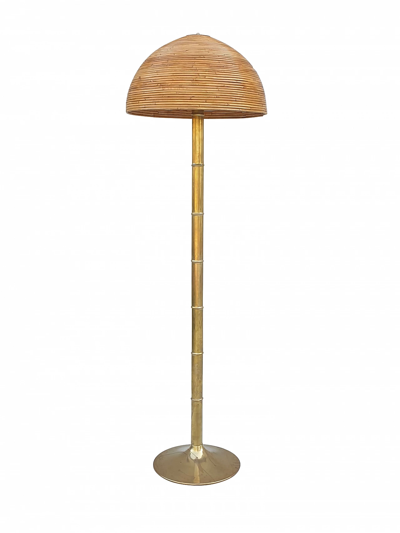 Floor lamp in brass and bamboo, 1960s 1223077