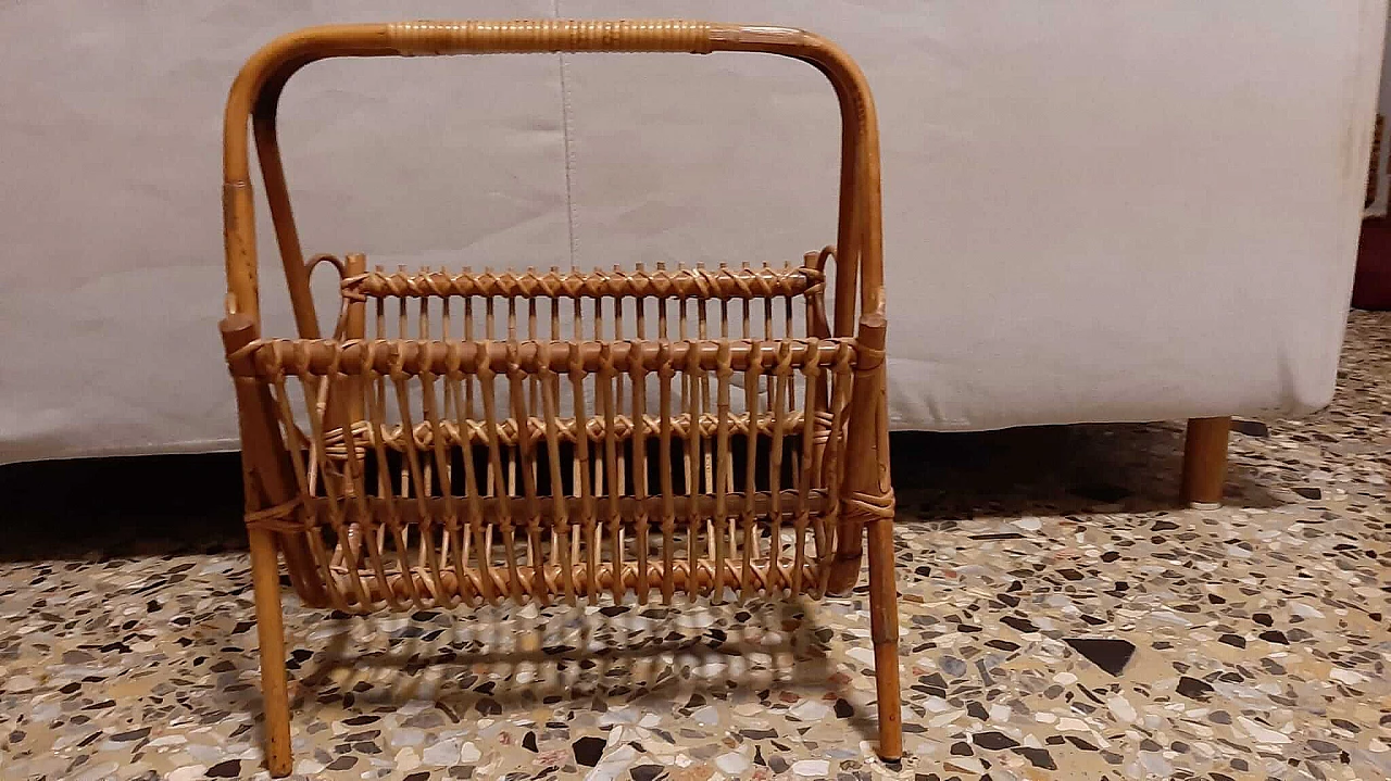 Magazine rack in bamboo and wicker by Franco Albini, 1960s 1223407