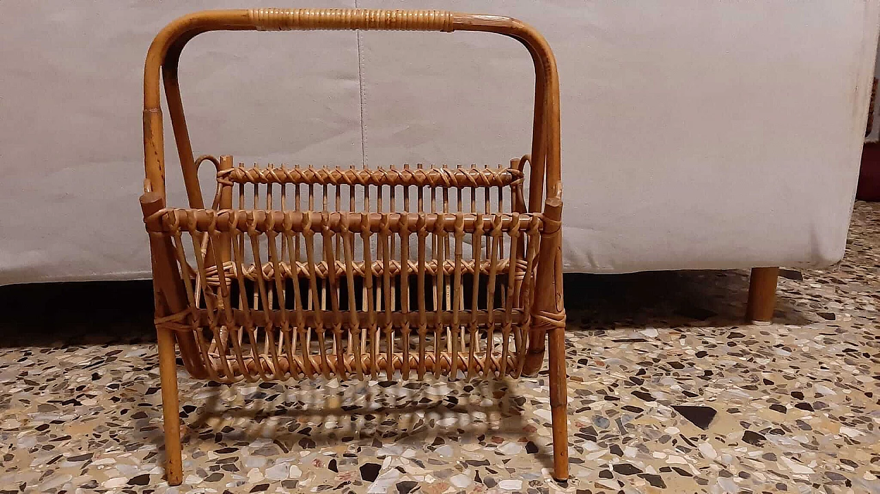 Magazine rack in bamboo and wicker by Franco Albini, 1960s 1223408