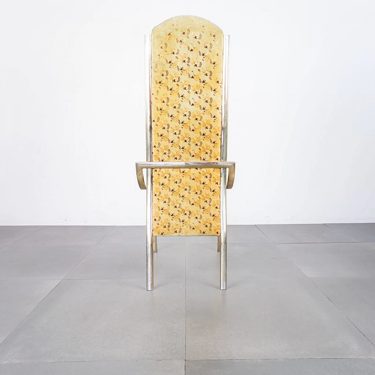 Set di 4 sedie in metallo dorato e curvato e alcantara, anni '70 1223477