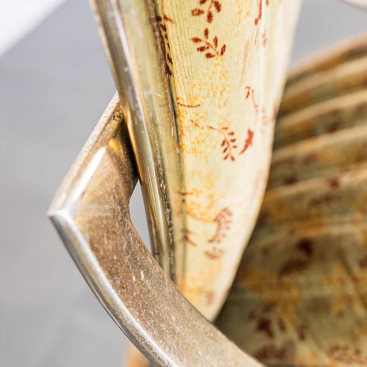 Set 4 curved chairs in golden Metal and Alcantara fabric, 70s 1223479