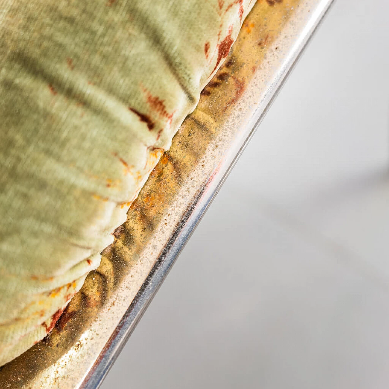 Set 4 curved chairs in golden Metal and Alcantara fabric, 70s 1223483