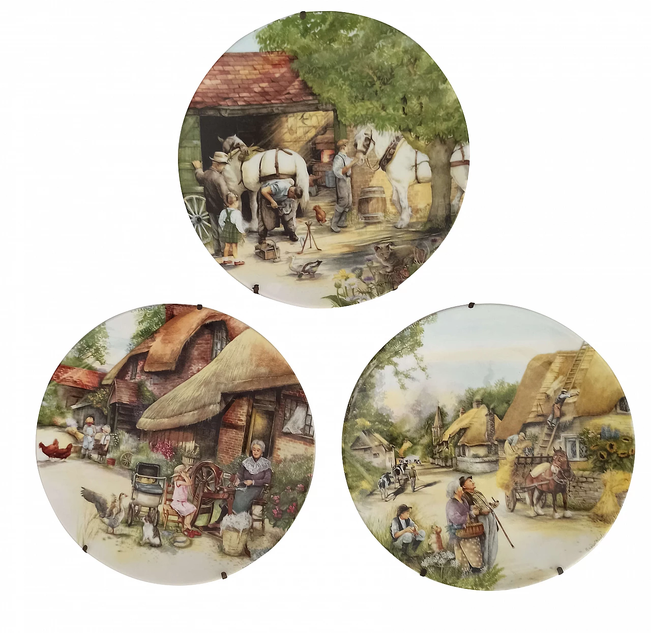 Piatti da parete serie Old Country Craft in ceramica di Susan Neal per Bradex, anni '90 1223815