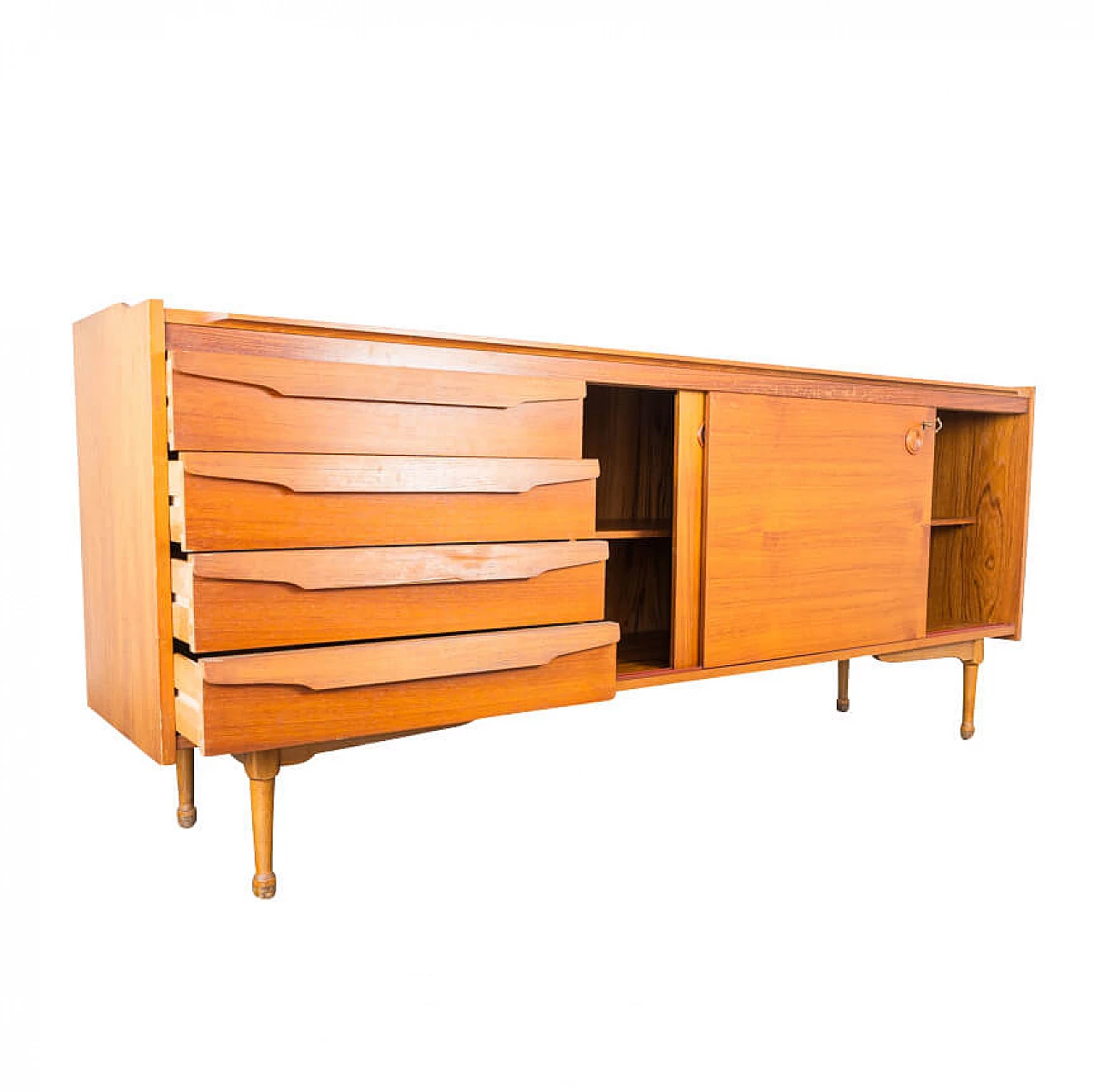 Credenza sideboard di design scandinavo con cassetti, anni '70 1223874