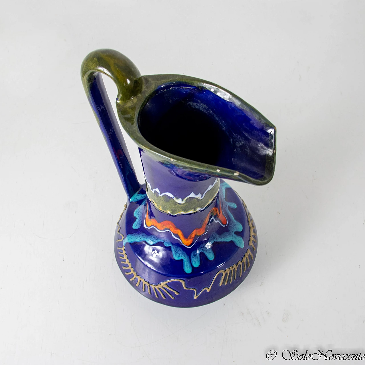Glazed ceramic pitcher by Roberto Rigon, 1960s 1223934