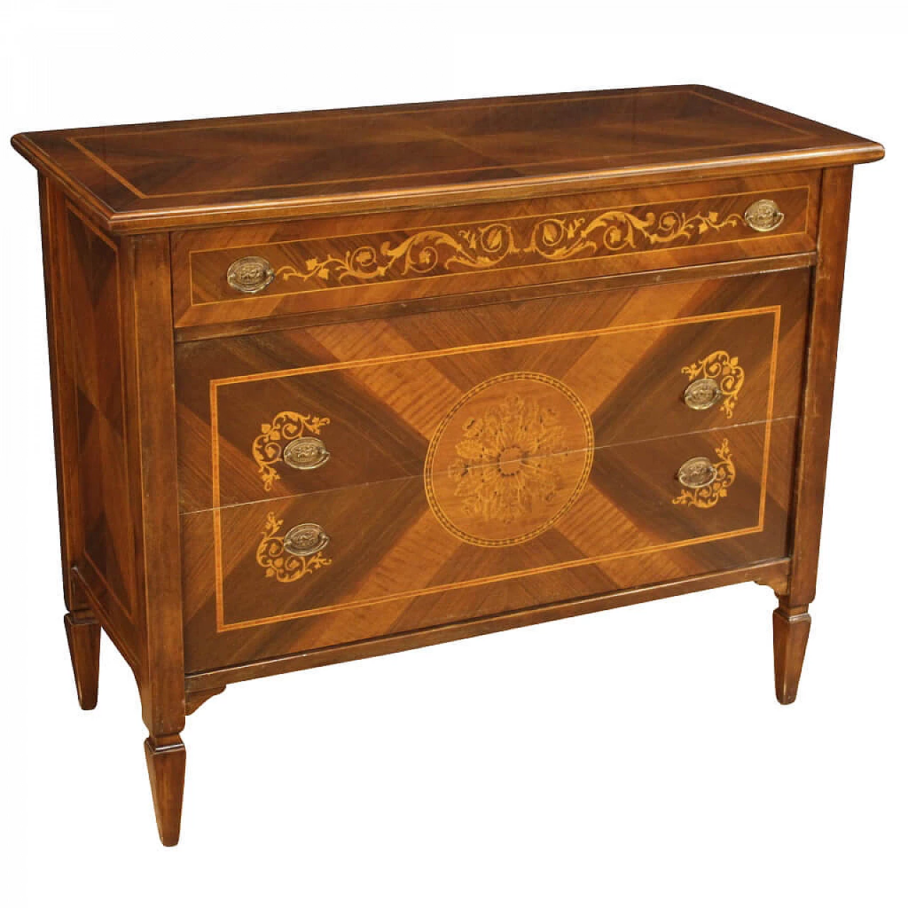 Louis XVI style inlaid wooden chest of drawers 1224353