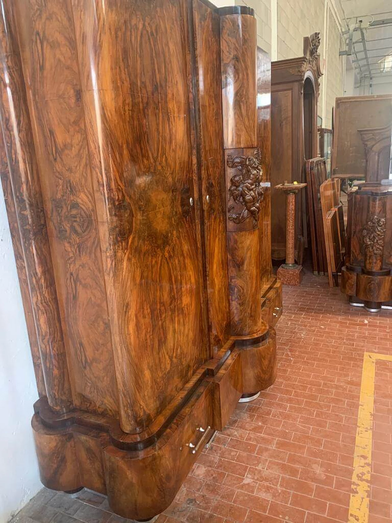 Art Deco walnut and steel wardrobe by Ducrot, 1920s 1224422